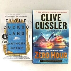 Adventure Books Cloud Cuckoo Land By Anthony‎ Doerr & Zero Hour By Clive Cussler